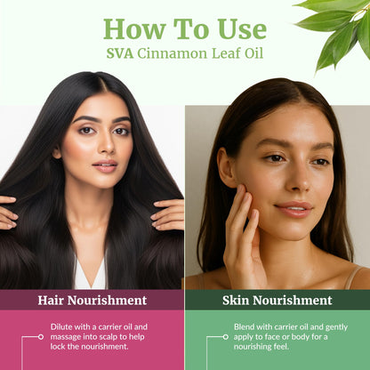 SVA Cinnamon Leaf Essential Oil – 4 oz | 100% Natural Cinnamon Oil for Diffuser, Skin & Hair