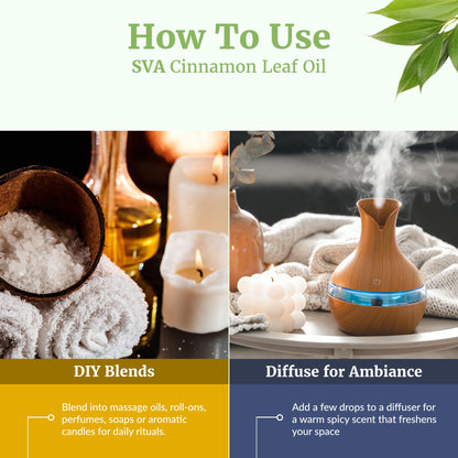 SVA Cinnamon Leaf Essential Oil – 4 oz | 100% Natural Cinnamon Oil for Diffuser, Skin & Hair