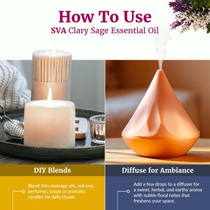 SVA Clary Sage Organic Essential Oil 10ml | 100% Natural