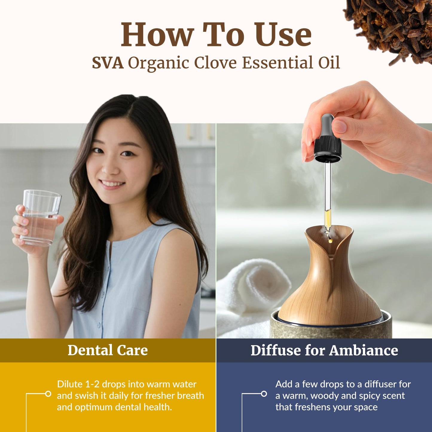 SVA Clove Bud Essential Oil Organic – 16oz | 100% Natural Clove Oil for Diffuser, Hair, Skin & Massage