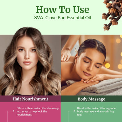 SVA Clove Bud Essential Oil - 32oz | 100% Natural Clove Bud Oil for Diffuser, Massage, Skin & DIY Soap/Candle