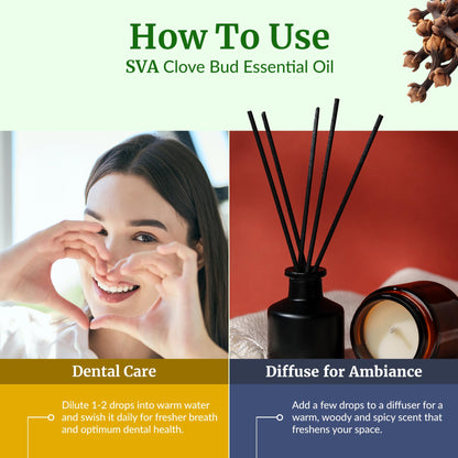 SVA Clove Bud Essential Oil - 32oz | 100% Natural Clove Bud Oil for Diffuser, Massage, Skin & DIY Soap/Candle