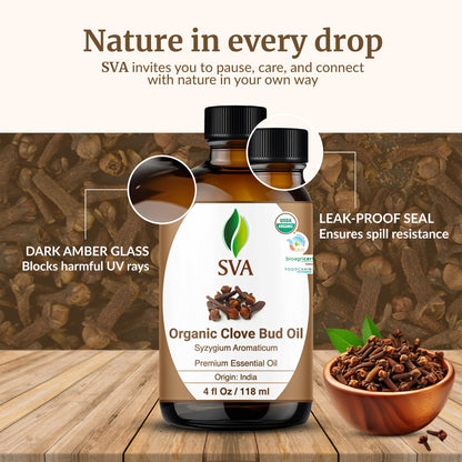SVA Clove Essential Oil Organic – 4 oz | 100% Natural Clove Bud Oil