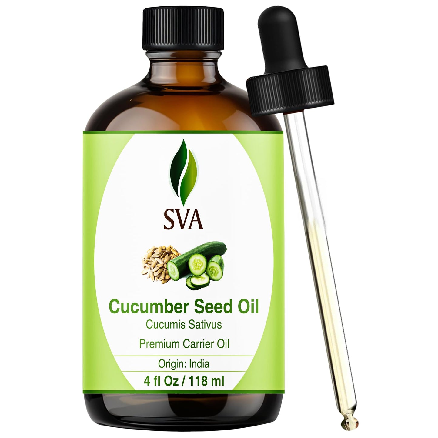 SVA Cucumber Seed Oil 4oz – 100% Natural Cold-Pressed Carrier Oil with Dropper