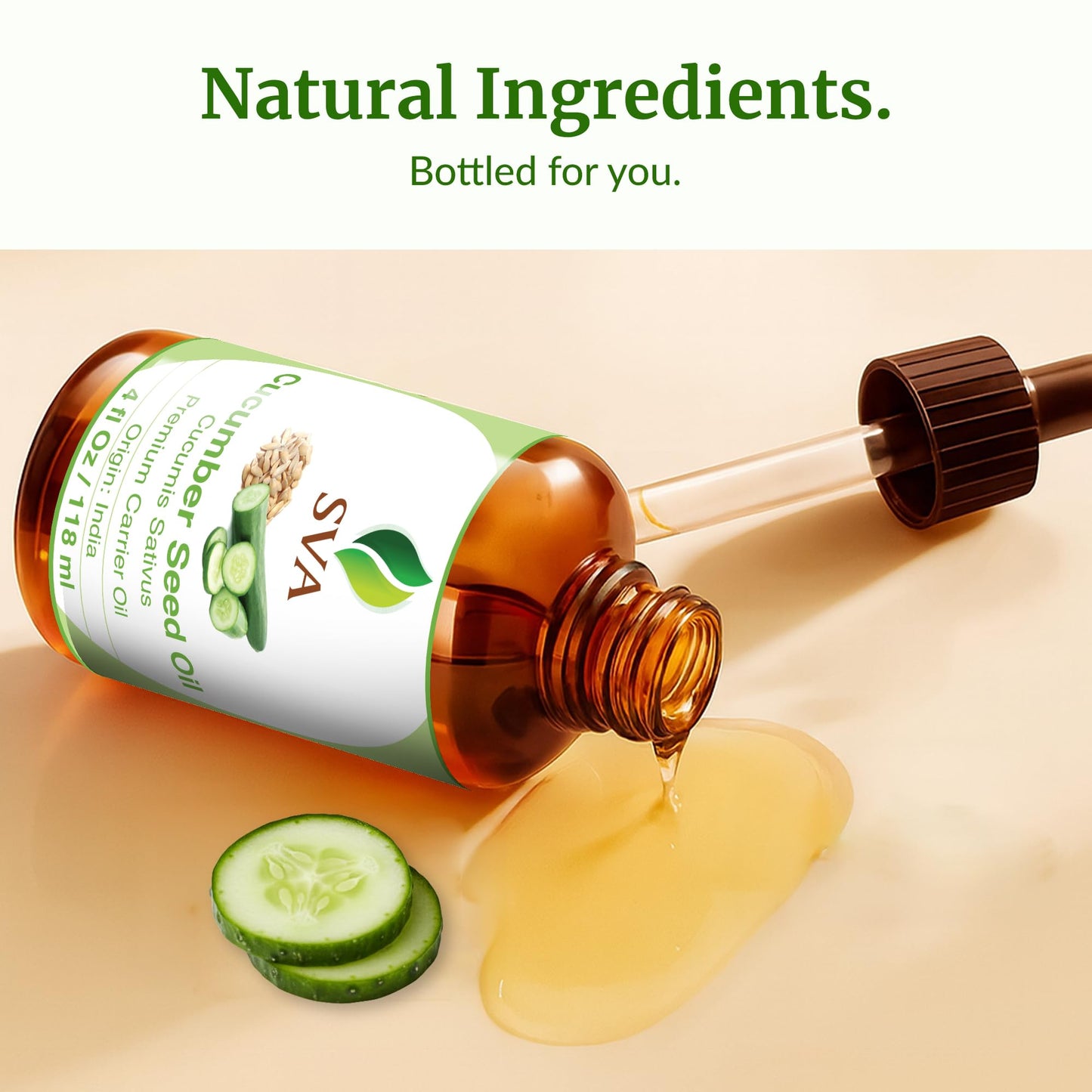 SVA Cucumber Seed Oil 4oz – 100% Natural Cold-Pressed Carrier Oil with Dropper