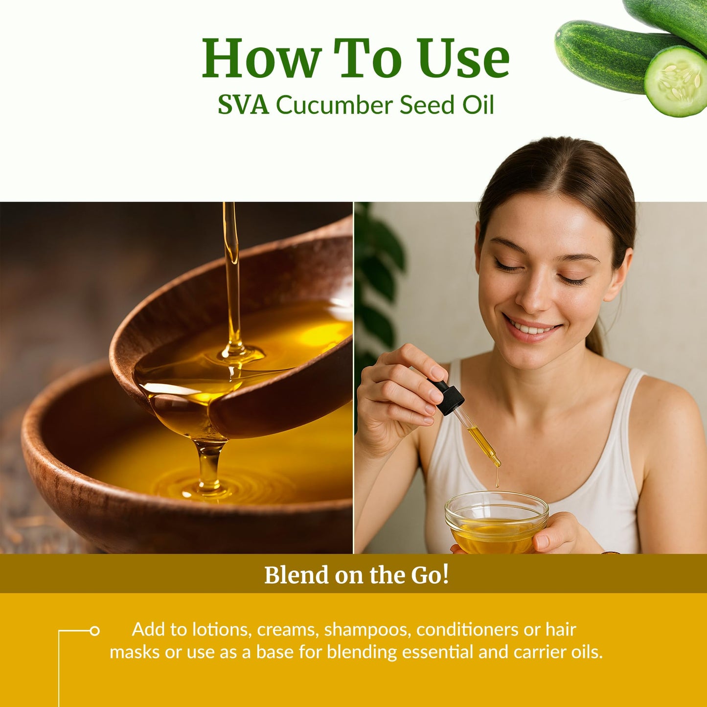 SVA Cucumber Seed Oil 4oz – 100% Natural Cold-Pressed Carrier Oil with Dropper