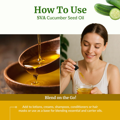 SVA Cucumber Seed Oil 4oz – 100% Natural Cold-Pressed Carrier Oil with Dropper