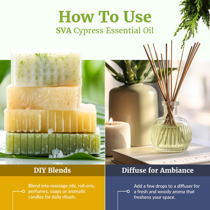 SVA Cypress Essential Oil 4oz - 100% Natural Cypress Oil