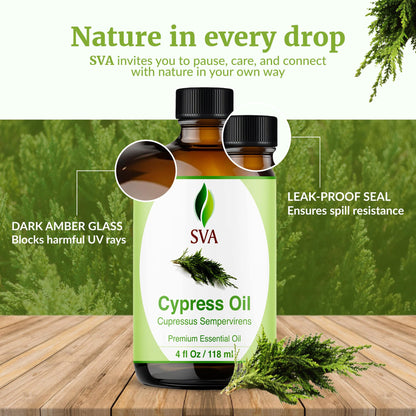 SVA Cypress Essential Oil 4oz - 100% Natural Cypress Oil