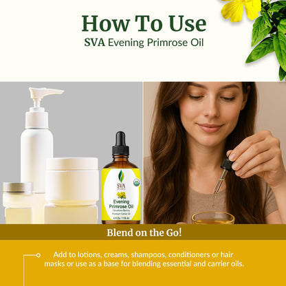 SVA Evening Primrose Oil Organic – 4 Fl Oz | Cold-Pressed Carrier Oil