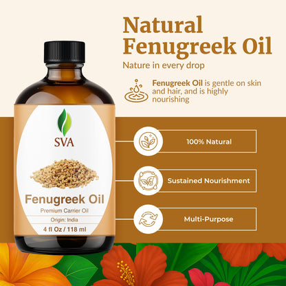 SVA Fenugreek Oil 4oz (118ml) – Premium Carrier Oil for Hair, Scalp & Skin Care (Dropper)