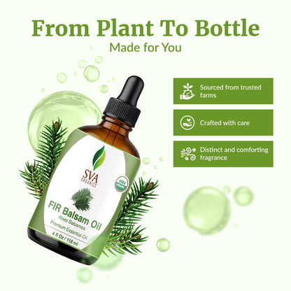 SVA Fir Balsam Essential Oil Organic – 4 oz (With Dropper) | 100% Natural Fir Oil