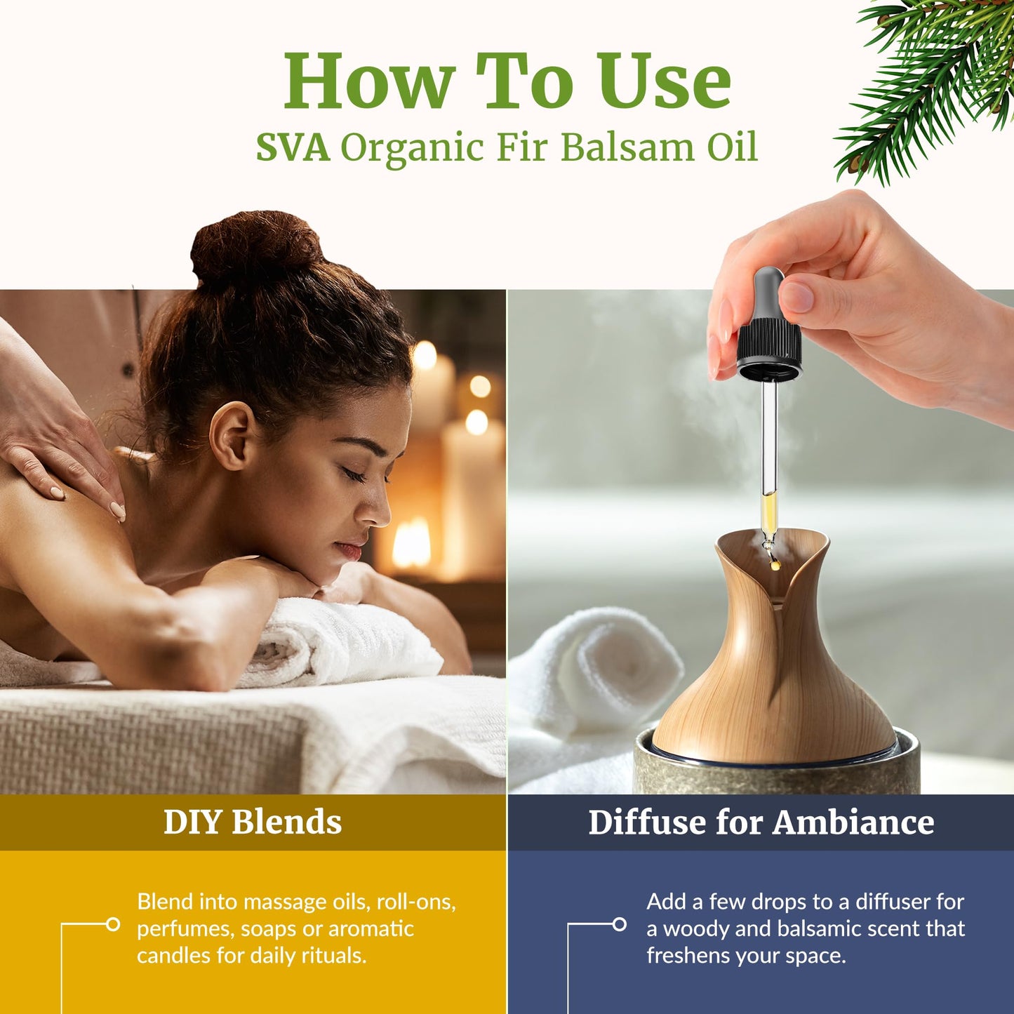 SVA Fir Balsam Essential Oil Organic – 4 oz (With Dropper) | 100% Natural Fir Oil