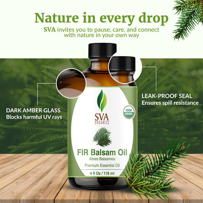SVA Fir Balsam Essential Oil Organic – 4 oz (With Dropper) | 100% Natural Fir Oil