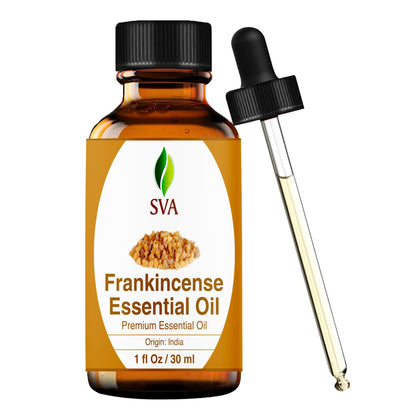SVA Frankincense Essential Oil – 1 Fl Oz | 100% Natural Boswellia Serrata Oil with Dropper