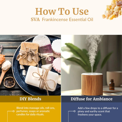 SVA Frankincense Essential Oil – 1/3 Fl Oz Boswellia Carterii, 100% Natural