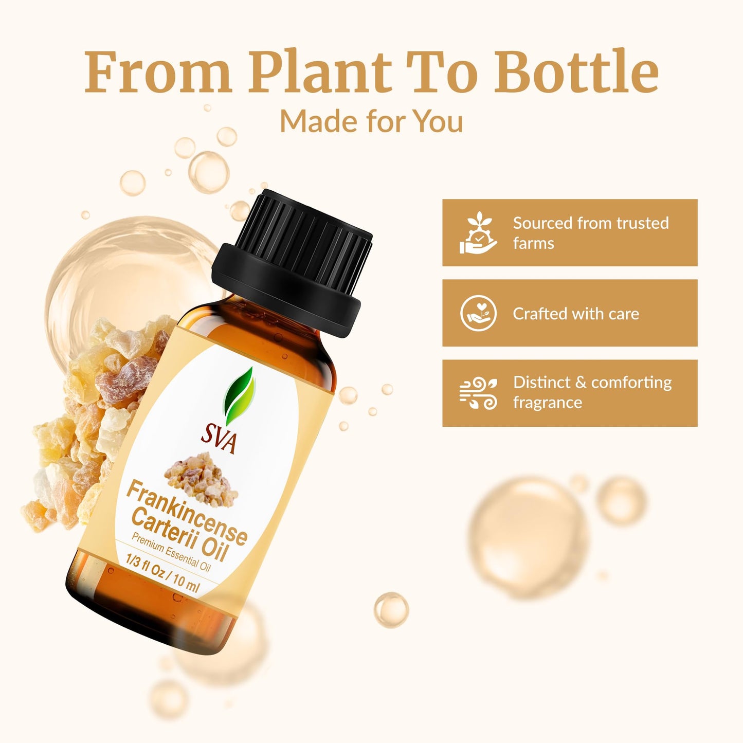 SVA Frankincense Essential Oil – 1/3 Fl Oz Boswellia Carterii, 100% Natural