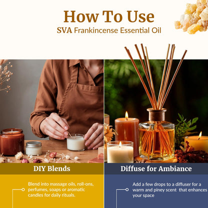SVA Frankincense Essential Oil – 1 Fl Oz | 100% Natural Boswellia Serrata Oil with Dropper