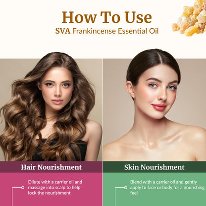SVA Frankincense Essential Oil – 1 Fl Oz | 100% Natural Boswellia Serrata Oil with Dropper