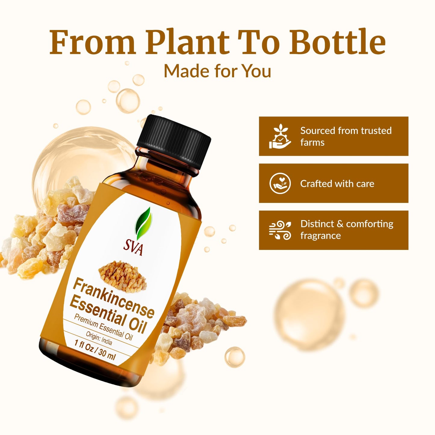 SVA Frankincense Essential Oil – 1 Fl Oz | 100% Natural Boswellia Serrata Oil with Dropper