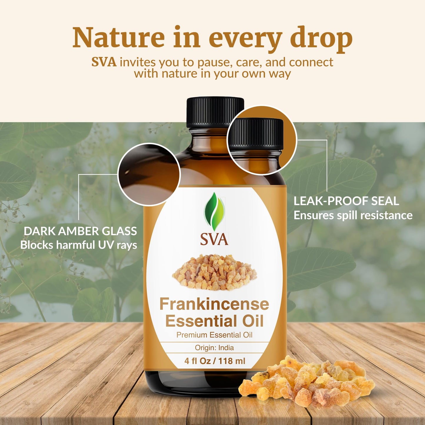 SVA Frankincense Essential Oil – 4 Fl Oz | 100% Natural Boswellia Serrata Oil