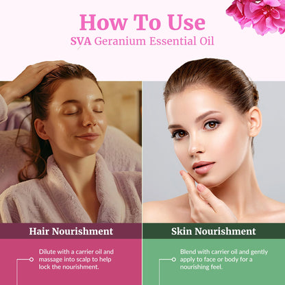 SVA Geranium Essential Oil Organic – 1 Fl Oz | 100% Natural, Diffuser, Skin & Hair Care