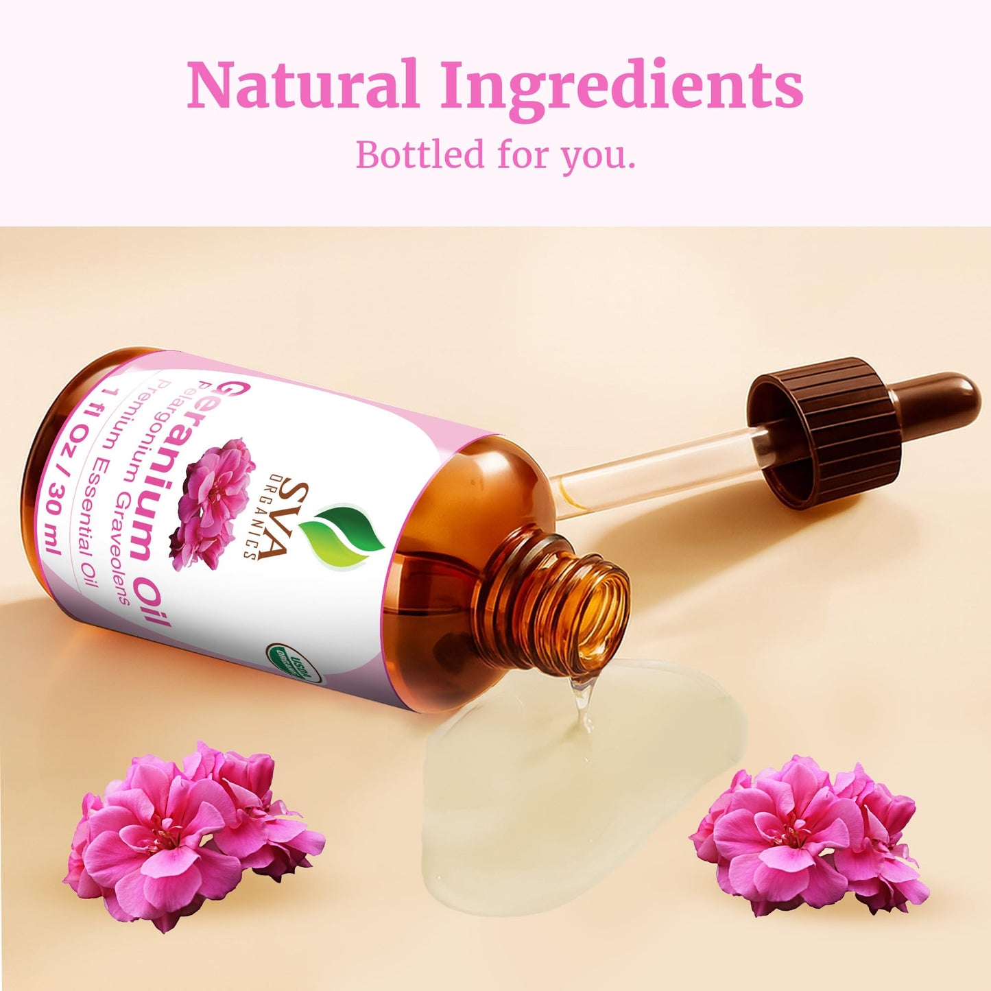 SVA Geranium Essential Oil Organic – 1 Fl Oz | 100% Natural, Diffuser, Skin & Hair Care