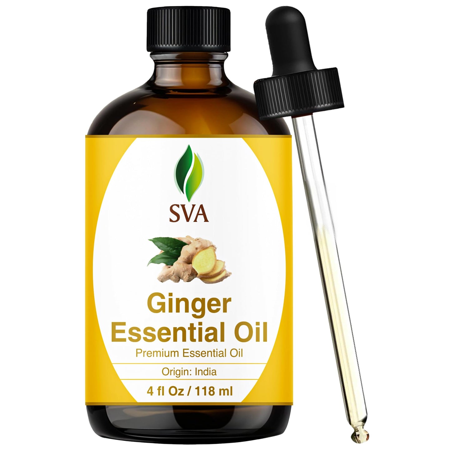 SVA Ginger Essential Oil – 4 oz | 100% Natural for Diffuser, Skin & Hair