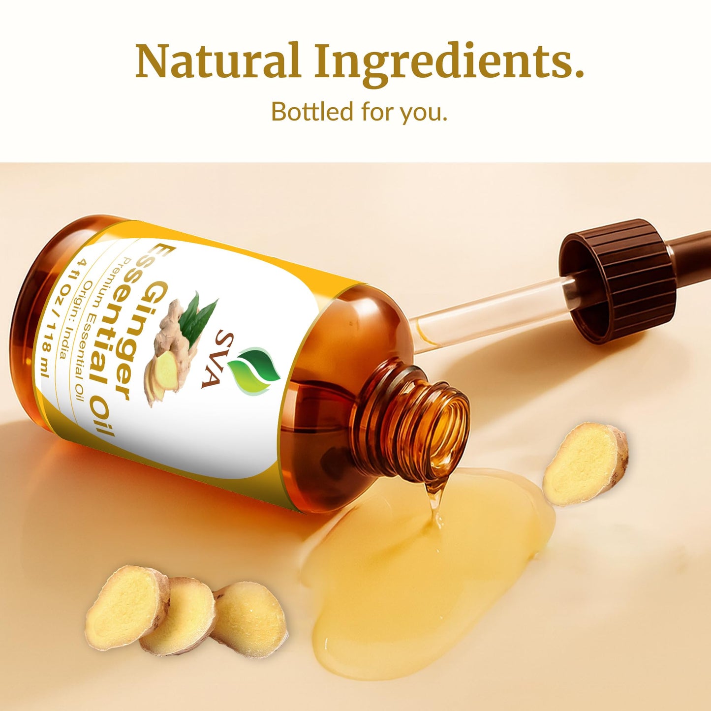 SVA Ginger Essential Oil – 4 oz | 100% Natural for Diffuser, Skin & Hair