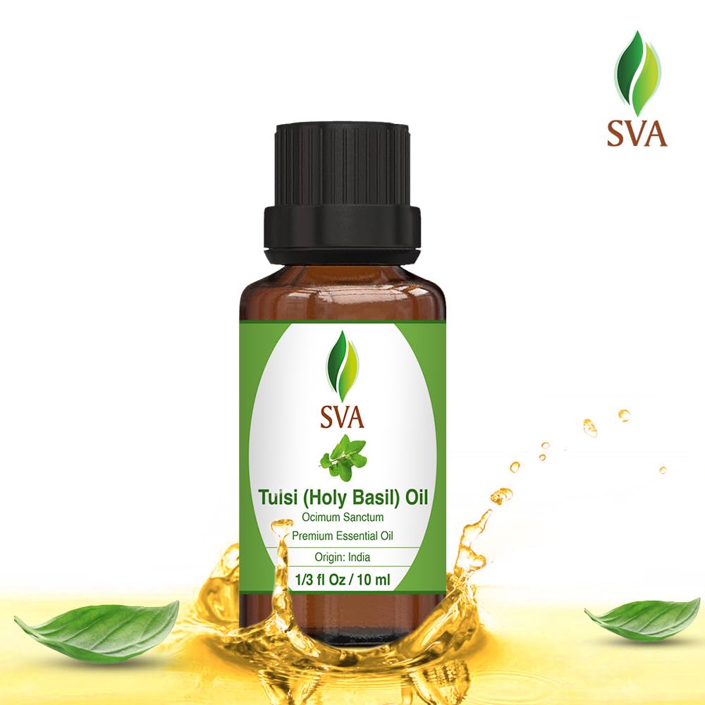 SVA Holy Tulsi Essential Oil – 1/3 oz | 100% Natural Tulsi Oil for Diffuser, Hair, Skin & Aromatherapy