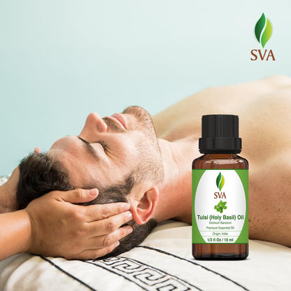 SVA Holy Tulsi Essential Oil – 1/3 oz | 100% Natural Tulsi Oil for Diffuser, Hair, Skin & Aromatherapy