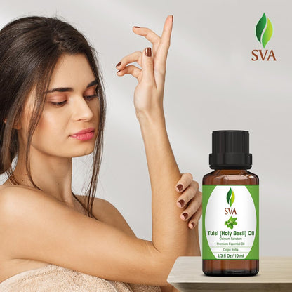 SVA Holy Tulsi Essential Oil – 1/3 oz | 100% Natural Tulsi Oil for Diffuser, Hair, Skin & Aromatherapy
