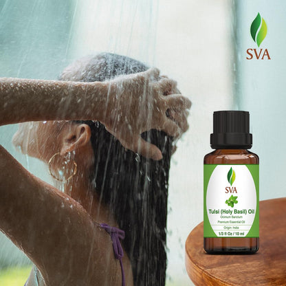 SVA Holy Tulsi Essential Oil – 1/3 oz | 100% Natural Tulsi Oil for Diffuser, Hair, Skin & Aromatherapy