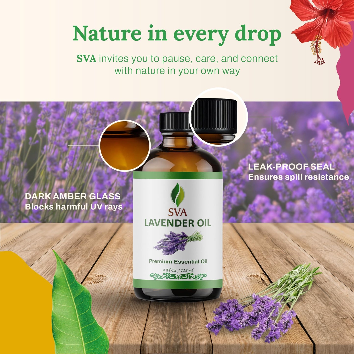 SVA Lavender Essential Oil 4oz - 100% Natural | Diffuser & Aromatherapy