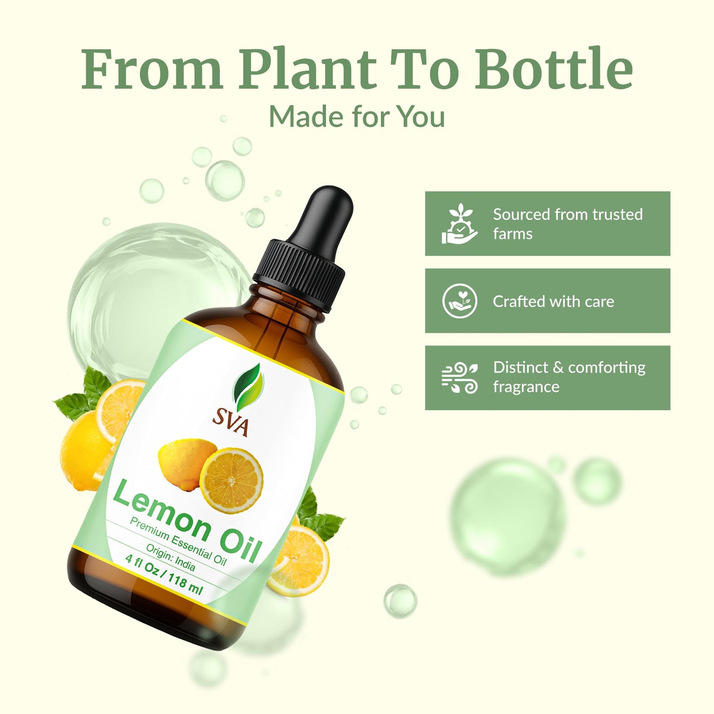 SVA Lemon Essential Oil - 4 oz | 100% Natural, with Dropper