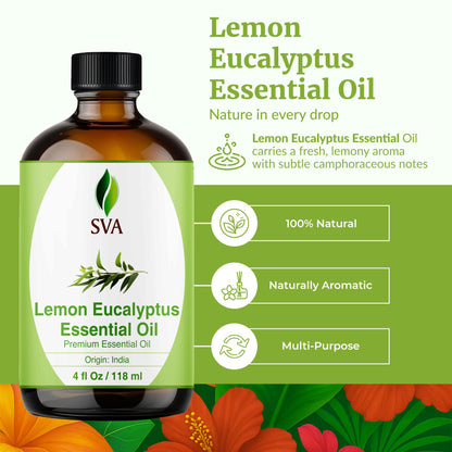 SVA Lemon Eucalyptus Essential Oil – 4 oz | 100% Natural Citriodora, Dropper