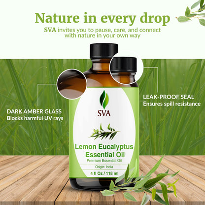 SVA Lemon Eucalyptus Essential Oil – 4 oz | 100% Natural Citriodora, Dropper