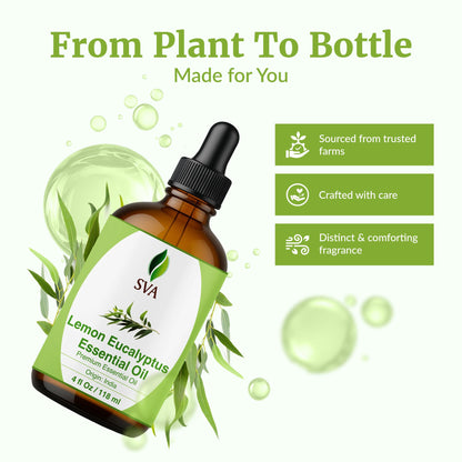SVA Lemon Eucalyptus Essential Oil – 4 oz | 100% Natural Citriodora, Dropper