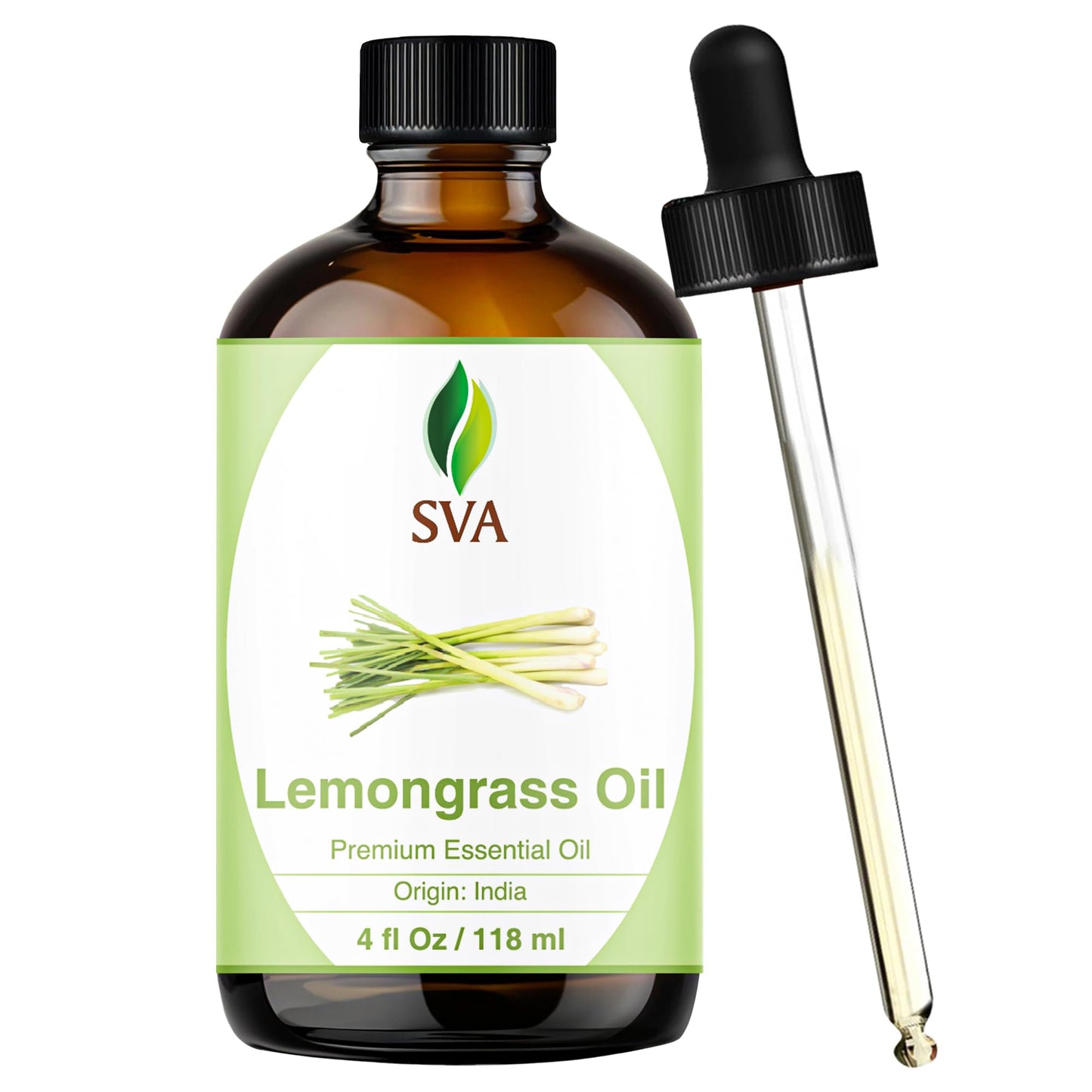 SVA Lemongrass Essential Oil 4 Oz – 100% Natural, Dropper