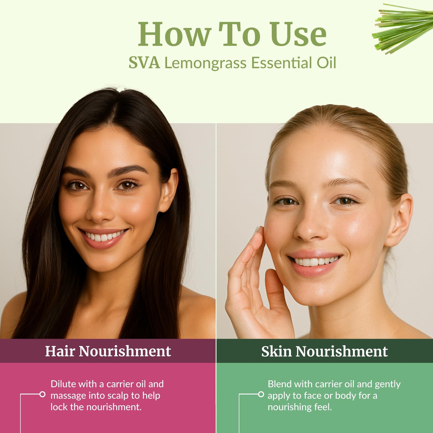 SVA Lemongrass Essential Oil Organic – 16oz | 100% Natural Lemongrass Oil for Hair, Skin, Diffuser