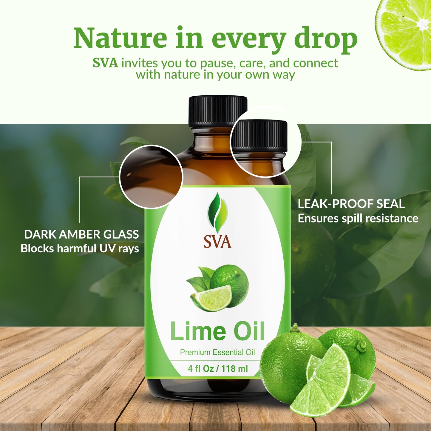 SVA Lime Essential Oil – 4 Oz, 100% Natural with Dropper | Diffuser, Skin & Hair Care