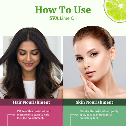 SVA Lime Essential Oil – 4 Oz, 100% Natural with Dropper | Diffuser, Skin & Hair Care