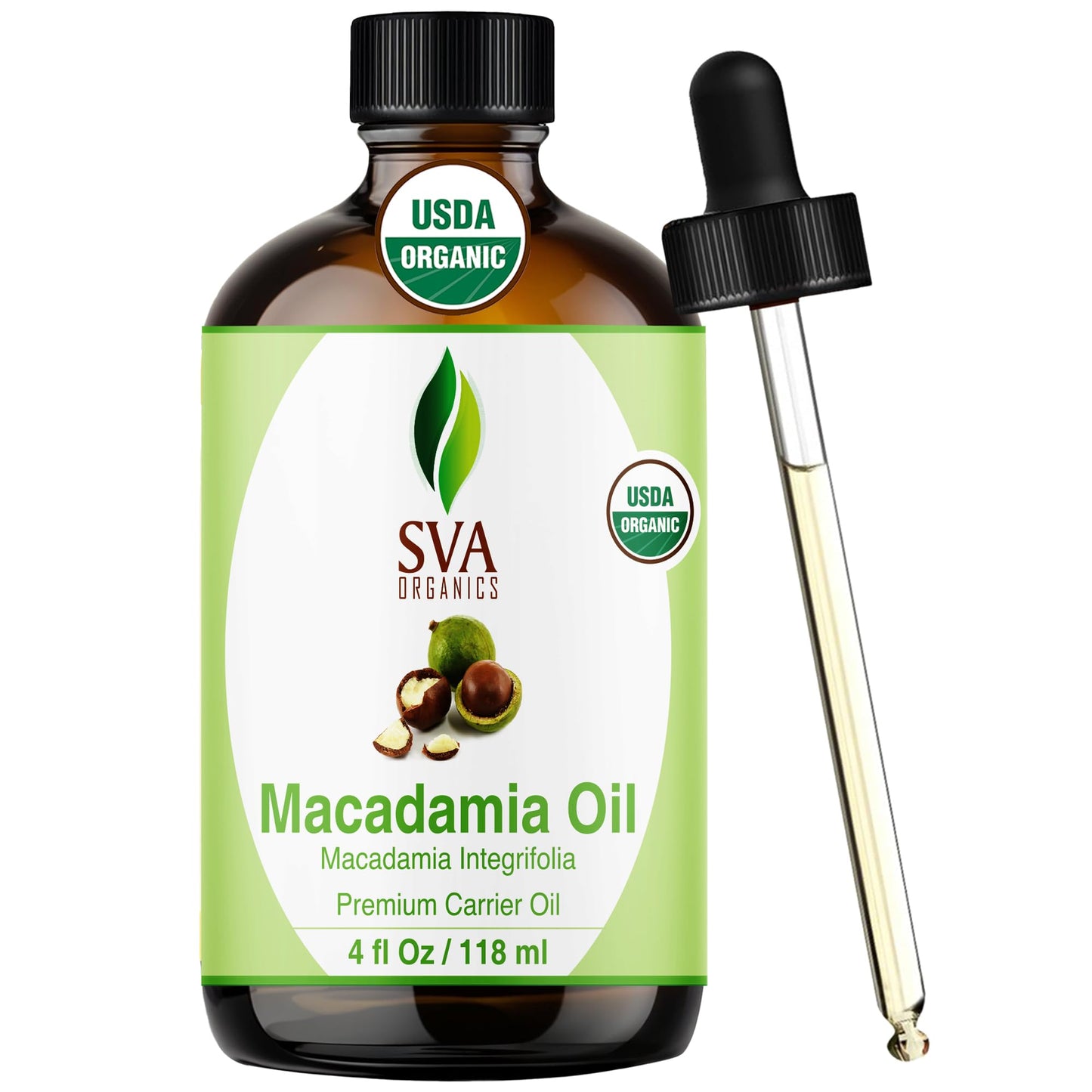 SVA Macadamia Seed Oil Organic - 4 Fl Oz Cold Pressed Carrier Oil