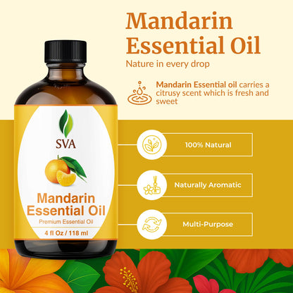 SVA Mandarin Essential Oil 4oz – 100% Natural Mandarin Oil