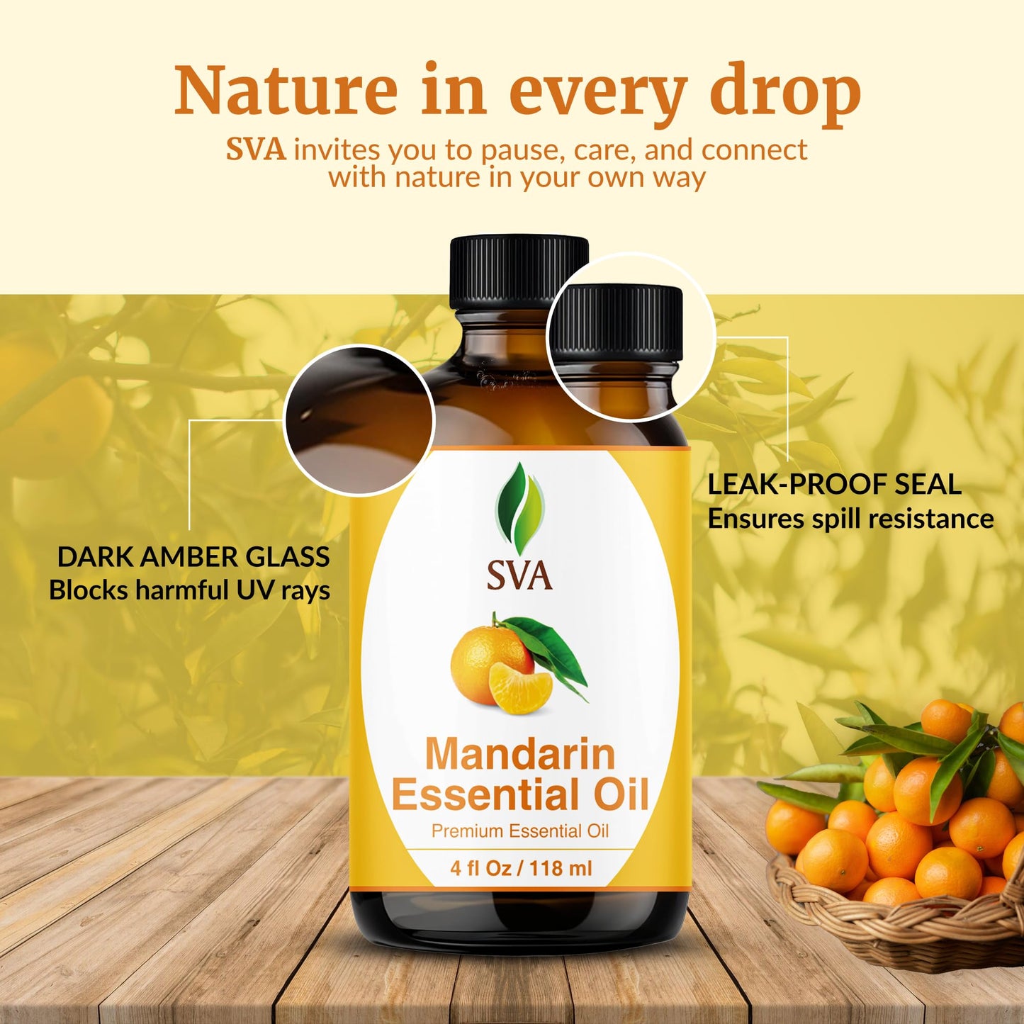 SVA Mandarin Essential Oil 4oz – 100% Natural Mandarin Oil
