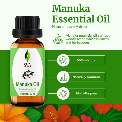 SVA Manuka Essential Oil – 1/3 Fl Oz | 100% Natural Manuka Oil