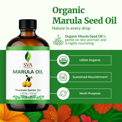 SVA Organic Marula Seed Oil – 4 Fl Oz | Cold-Pressed Virgin Marula Oil for Face, Skin & Hair