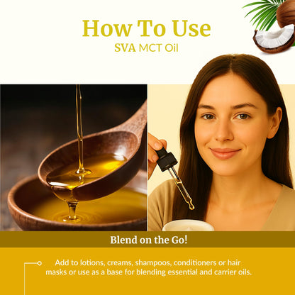 SVA MCT Oil Organic - 16oz Cold-Pressed Carrier Oil for Face, Skin & Hair