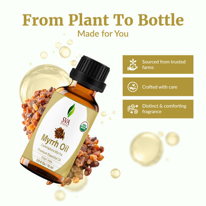 SVA Myrrh Essential Oil Organic – 1/3 Fl Oz | 100% Natural Myrrh Oil