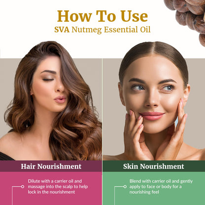 SVA Nutmeg Essential Oil 1/3 oz – 100% Natural | Diffuser, Skin & Hair Care